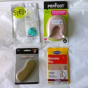 Foot Care Shoe Accessories 4 Piece Lot Cushions Heel Liners Toe Beds Moleskin
